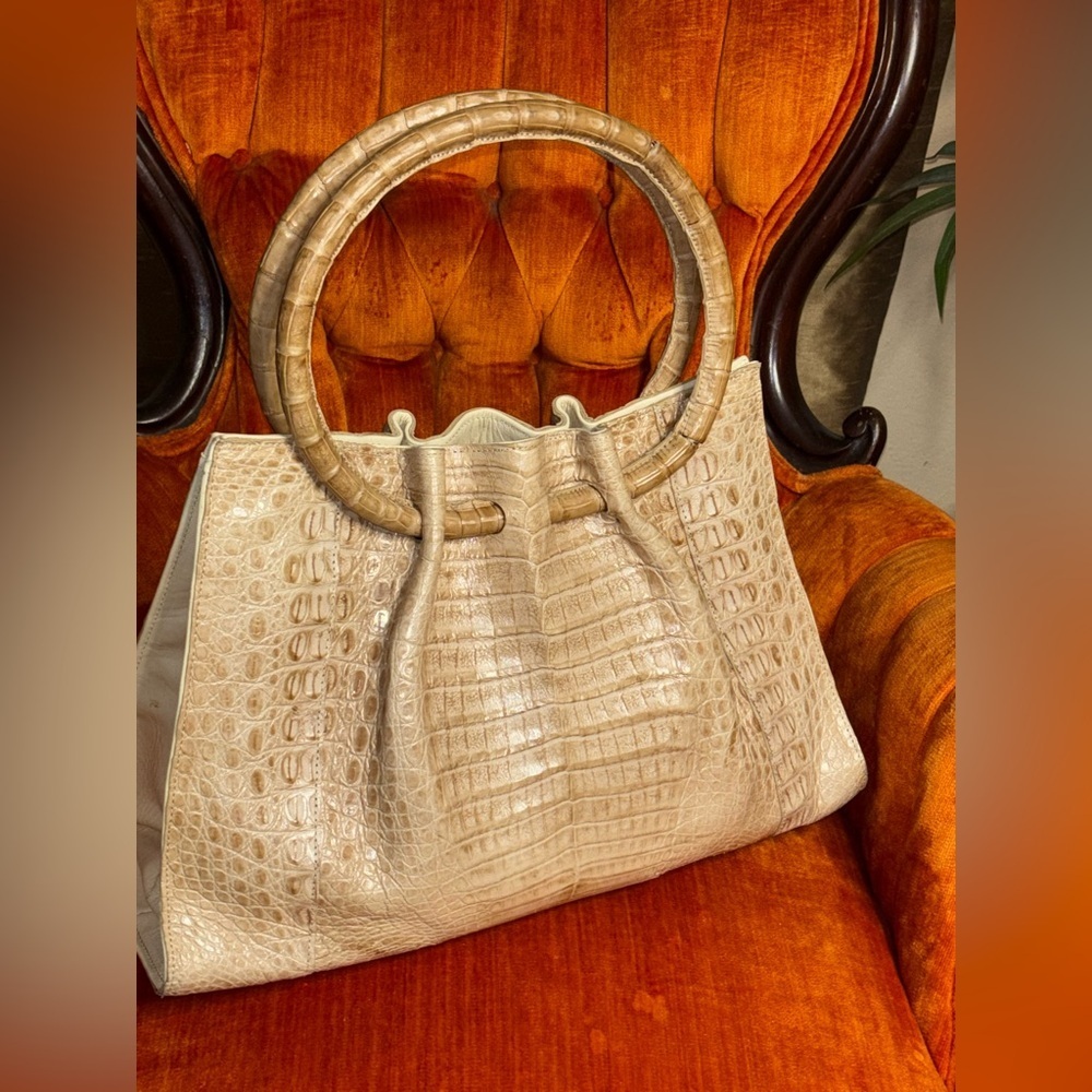 The Barfield Collection Handbag Tan Crocodile Tote Bag MSRP 2599.00 - Picture 1 of 14